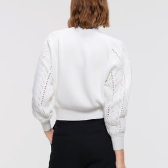 Zara pointelle sleeve sweater charcoal grey - Picture 8 of 9